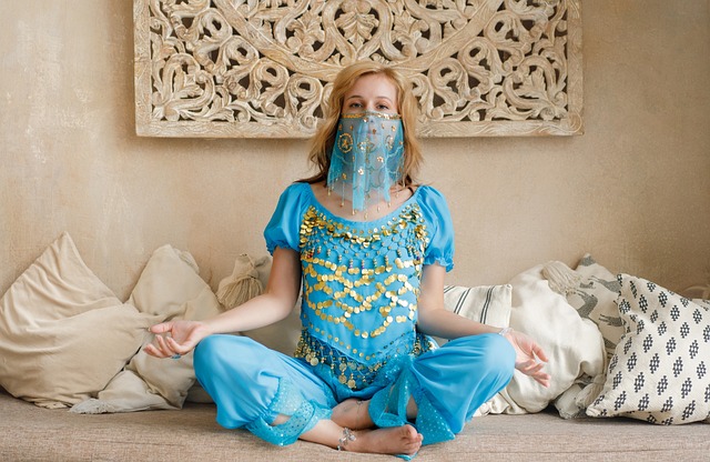 An Image Capturing The Essence Of Belly Dance Classes By Juxtaposing A Hopeful Student Adorned In A Glamorous Costume, Mirroring The Instructor'S Poised Movements, Against A Backdrop Of Shattered Glass Symbolizing Shattered Expectations